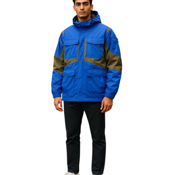 Urban Outfitters Mens‎ Windbreaker Jacket Hood Size Large Blue - Picture 3 of 11